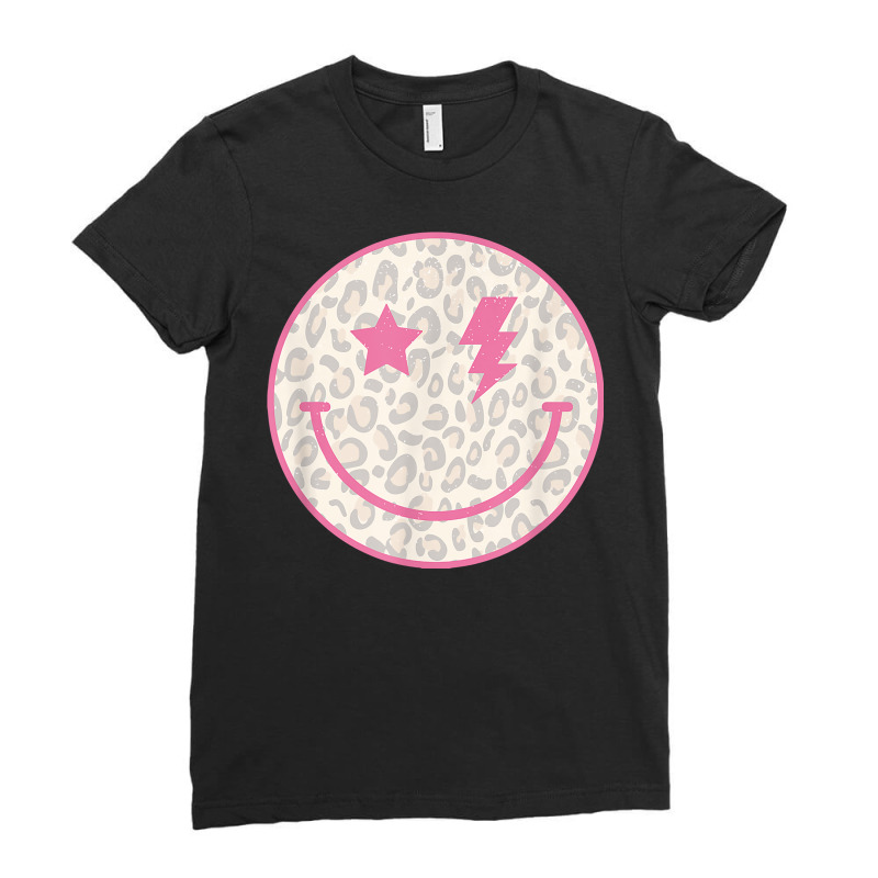 Trendy Leopard Smiley Face Lightning Bolt T Shirt Ladies Fitted T-Shirt by jayannidifalco | Artistshot