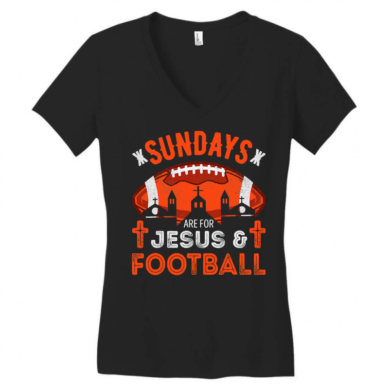 Football Sundays Are For Jesus And Cleveland Christian Women's V-Neck T-Shirt by circularflap | Artistshot