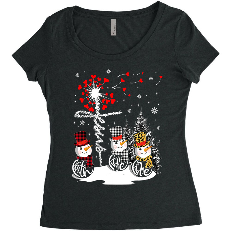 Faith Hope Love Snowman Jesus Dandelion Christian Christmas Women's Triblend Scoop T-shirt by Hoangduong | Artistshot