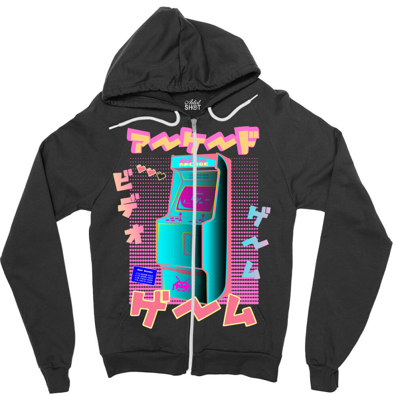 80s Retro Arcade Video Game Machine Zipper Hoodie by Grafixbychawki | Artistshot