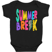 Summer Break Teacher Distressed Leopard Lightning Bolt T Shirt Baby Bodysuit | Artistshot