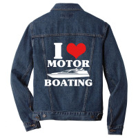 I Love Motor Boating Funny Boater Men Denim Jacket | Artistshot