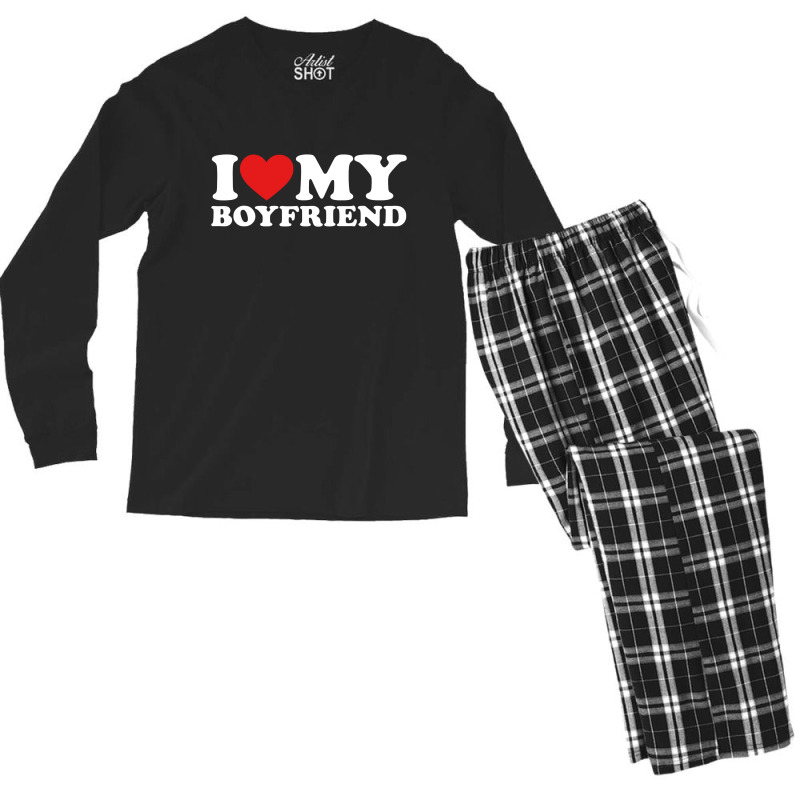 I Love My Boyfriend Men's Long Sleeve Pajama Set | Artistshot