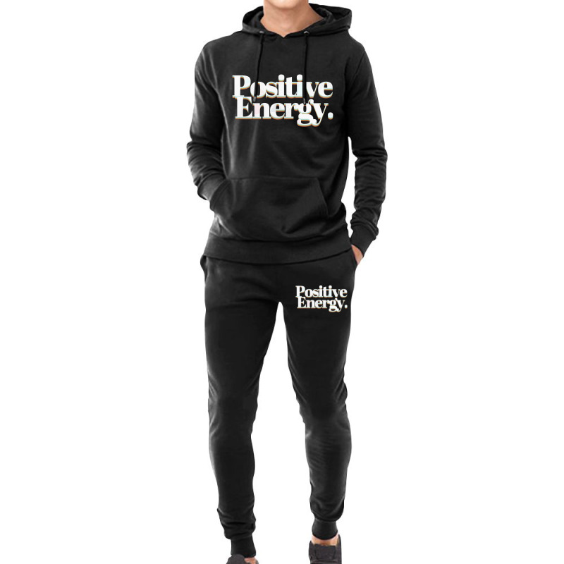 Positive Energy Retro Typographic Font Design Hoodie & Jogger Set | Artistshot