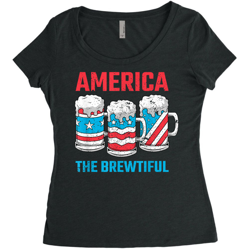 America The Brewtiful Funny July 4th Patriotic Bbq Cookout T Shirt Women's Triblend Scoop T-shirt by renelonganecker | Artistshot