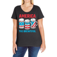 America The Brewtiful Funny July 4th Patriotic Bbq Cookout T Shirt Ladies Curvy T-shirt | Artistshot