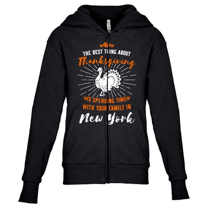 Thanksgiving New York Turkey Family Holiday Orange T Shirt Youth Zipper Hoodie by hollymu | Artistshot