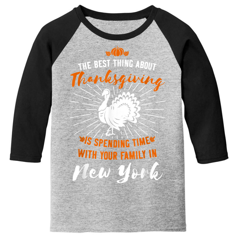 Thanksgiving New York Turkey Family Holiday Orange T Shirt Youth 3/4 Sleeve by hollymu | Artistshot