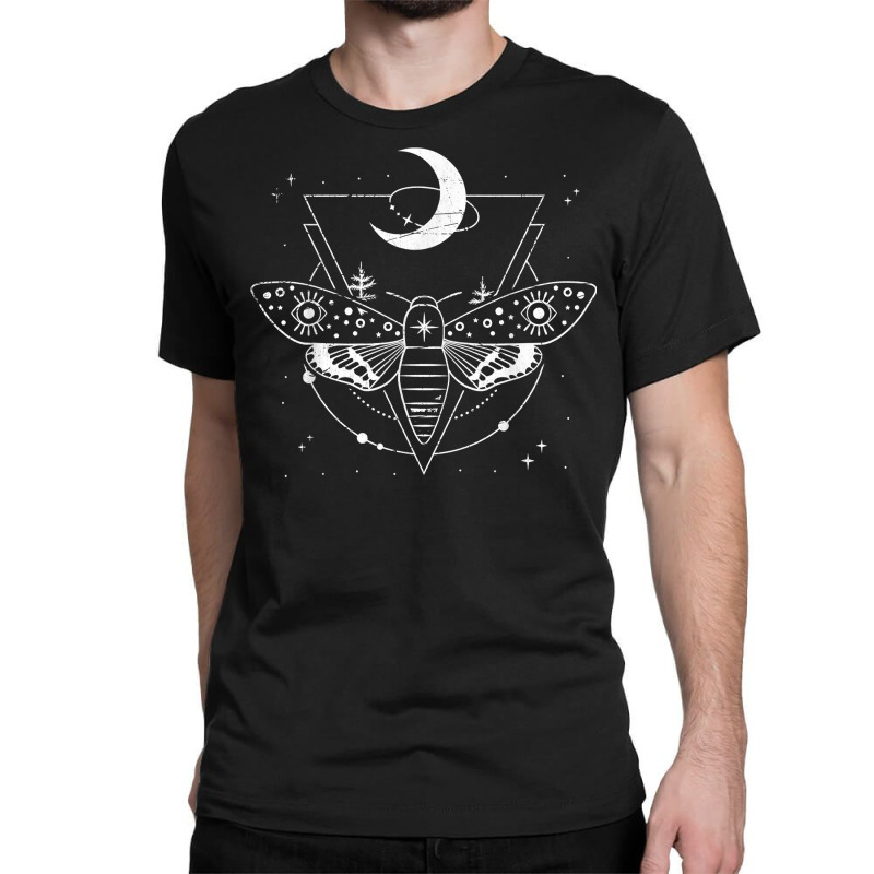 Wicca Pagan Dark Magic Insect Moth Crescent Moon Occult T Shirt Classic T-shirt by hollymu | Artistshot