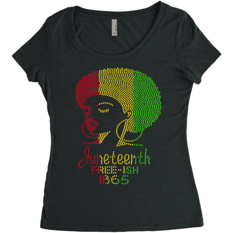 Juneteenth Celebrate 1865 Freedom Day Rhinestone Black Women T Shirt Women's Triblend Scoop T-shirt by jayannidifalco | Artistshot