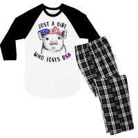 Just A Girl Who Loves Usa Men's 3/4 Sleeve Pajama Set | Artistshot