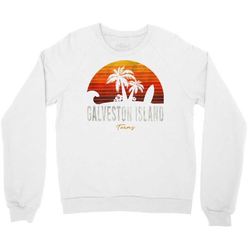 Galveston Island Tx Texas Beach Palms Vacation Surf Sundown T Shirt Crewneck Sweatshirt by kalellwhistlehunt | Artistshot