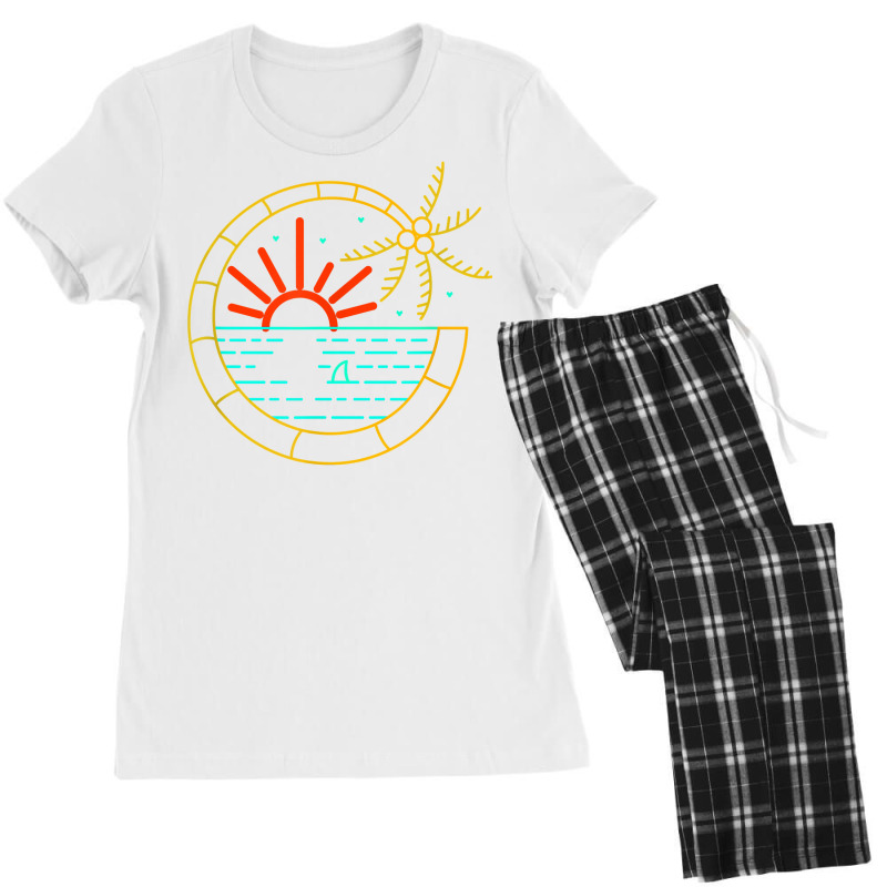 Island Vibes Are Good Vibes Sunset Palm Tree T Shirt Women's Pajamas Set by carlianagorley | Artistshot