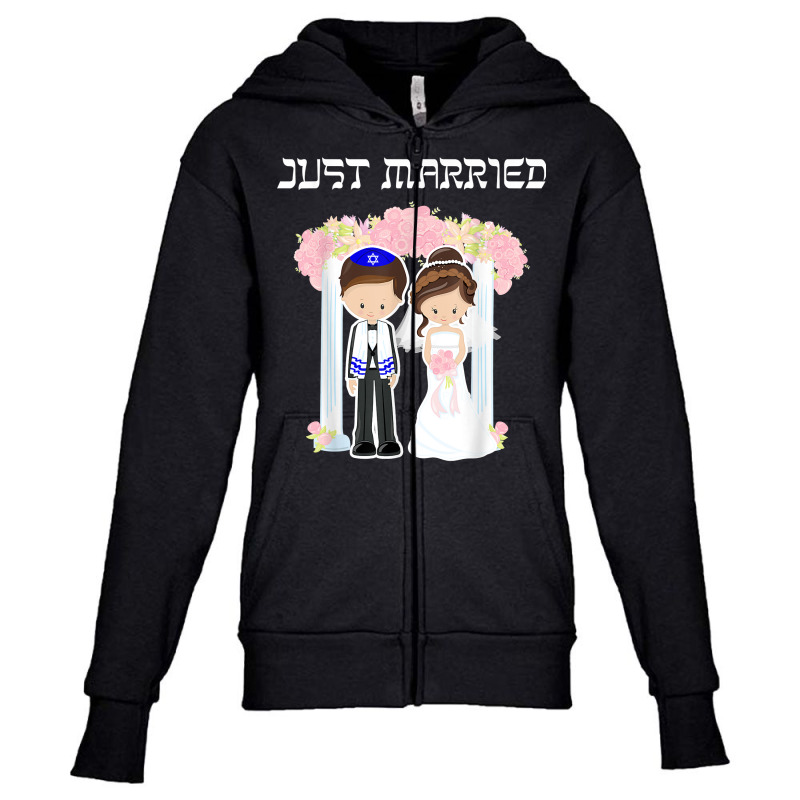 Jewish Wedding Just Married Chuppah Bride Groom T Shirt Youth Zipper Hoodie by dequariusgoblirsch | Artistshot