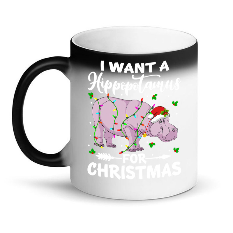 Hippopotamus I Want A Hippopotamus For Christmas Lights Hippo Xmas Paj Magic Mug | Artistshot