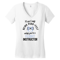 flight instructor cat gifts for cat lovers   it ain't easy being purr Women's V-Neck T-Shirt | Artistshot