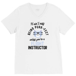flight instructor cat gifts for cat lovers   it ain't easy being purr V-Neck Tee | Artistshot