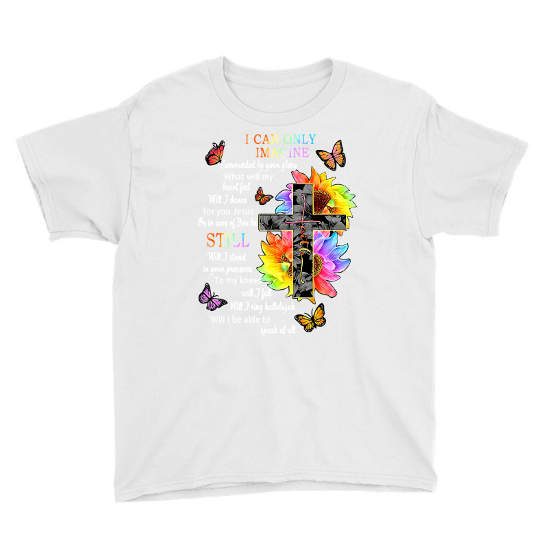 Sunflower Jesus Cross Butterfly I Can Imagine Christian Gift Youth Tee by Hoangduong | Artistshot