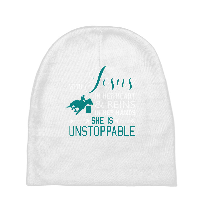 With Jesus In Her Heart   Reins In Her Hands, She Is Pullover Baby Beanies | Artistshot