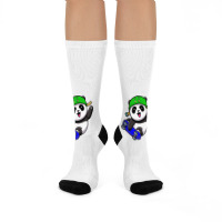 Cute Panda Cartoon Play Skateboard Crew Socks | Artistshot