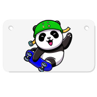 Cute Panda Cartoon Play Skateboard Motorcycle License Plate | Artistshot