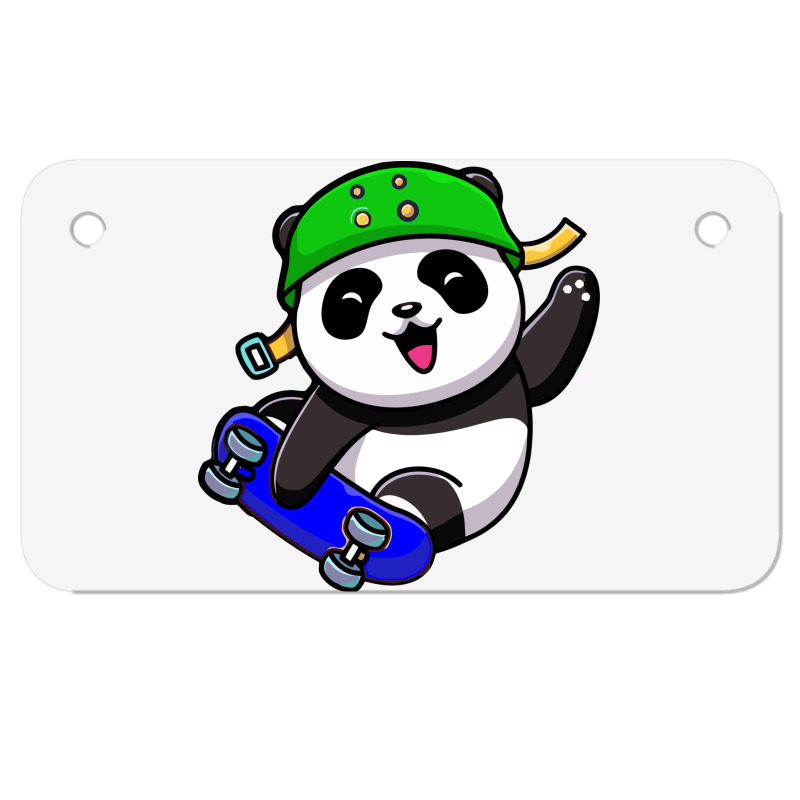 Cute Panda Cartoon Play Skateboard Motorcycle License Plate | Artistshot