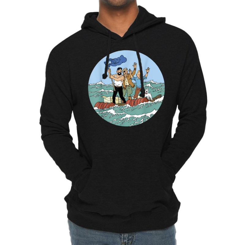 Tin Tin Sea Adventure With Captain Haddock T Shirt Lightweight Hoodie | Artistshot