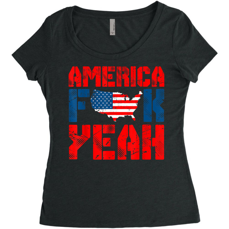 American Usa Flag America Fuck Yeah Funny 4th Of July T Shirt Women's Triblend Scoop T-shirt by dequariusgoblirsch | Artistshot