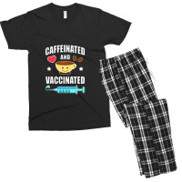 Coffee Lover Caffeinated And Vaccinated Men's T-shirt Pajama Set | Artistshot