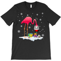 Flamingo Tropical Funny Pink Flamingo Drink Wine On Christmas Xmas 497 T-shirt | Artistshot