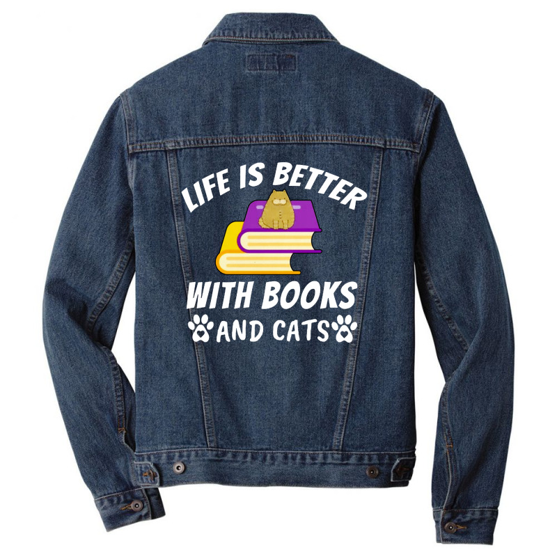 Life Is Better With Books And Cats Men Denim Jacket | Artistshot