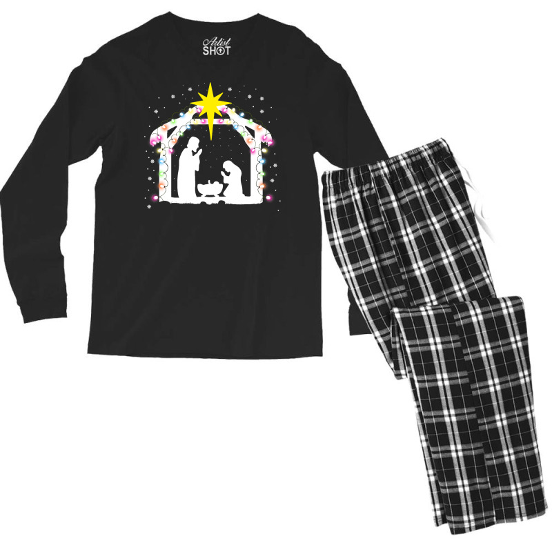 Christian Christian Merry Christmas Xmas Jesus Nativity 31 Bibble Jesu Men's Long Sleeve Pajama Set by circularflap | Artistshot