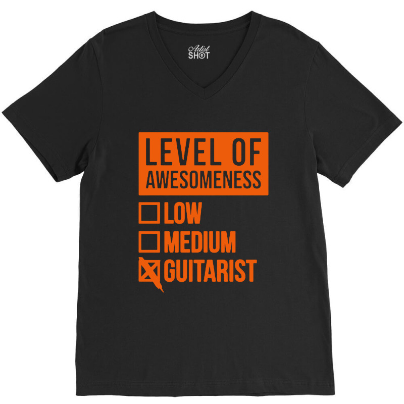 Funny Level Of Awesomeness Low Guitar V-neck Tee | Artistshot