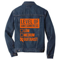 Funny Level Of Awesomeness Low Guitar Men Denim Jacket | Artistshot