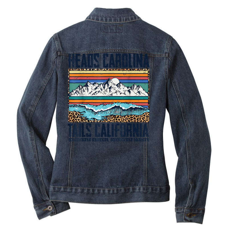 Vintage Heads Carolina Tail California Summer Beach Paradise T Shirt Ladies Denim Jacket | Artistshot