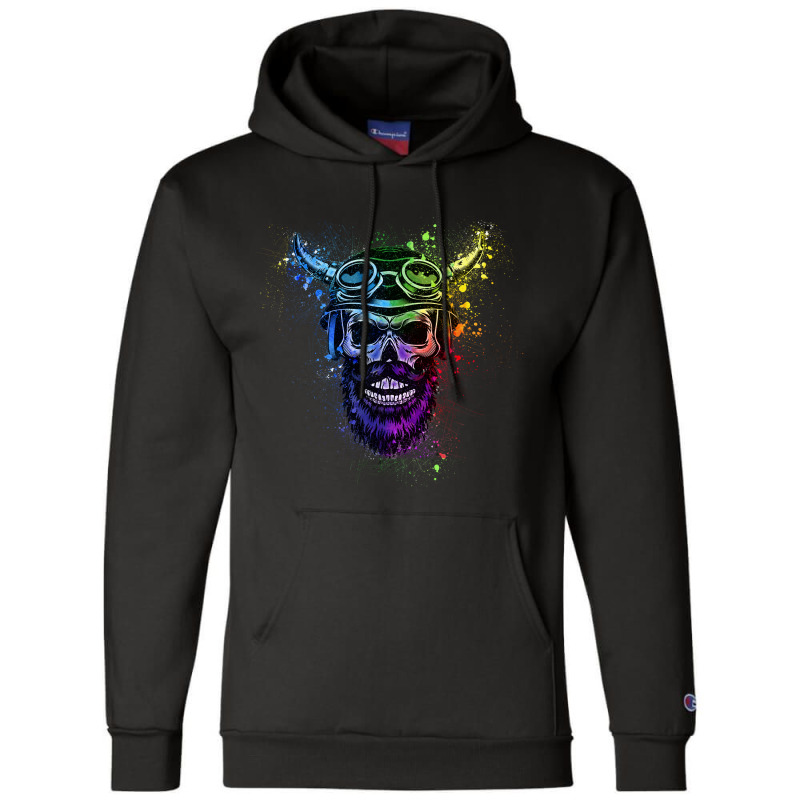 Skull With Viking Helmet Champion Hoodie | Artistshot