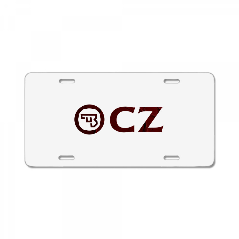 Enticing Simple Cz Pistol Red Design License Plate | Artistshot