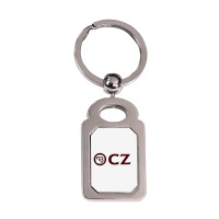 Enticing Simple Cz Pistol Red Design Silver Rectangle Keychain | Artistshot