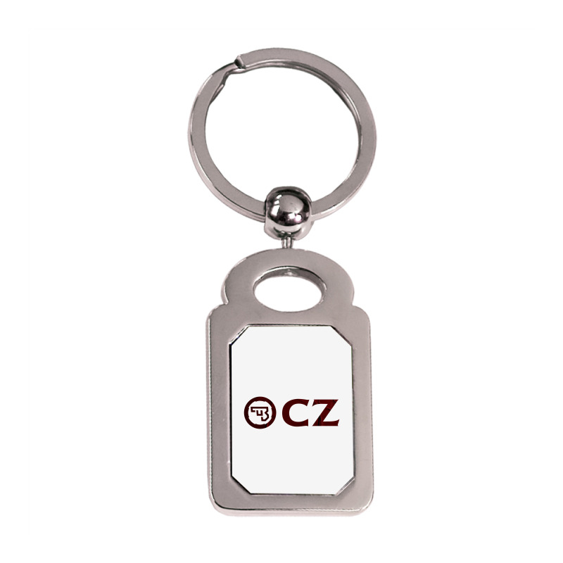 Enticing Simple Cz Pistol Red Design Silver Rectangle Keychain | Artistshot