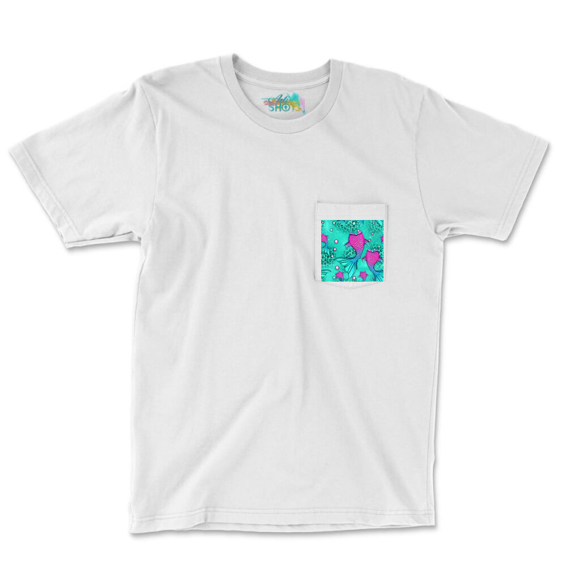 Mermaid Tail Seamless Pattern Pocket T-shirt | Artistshot