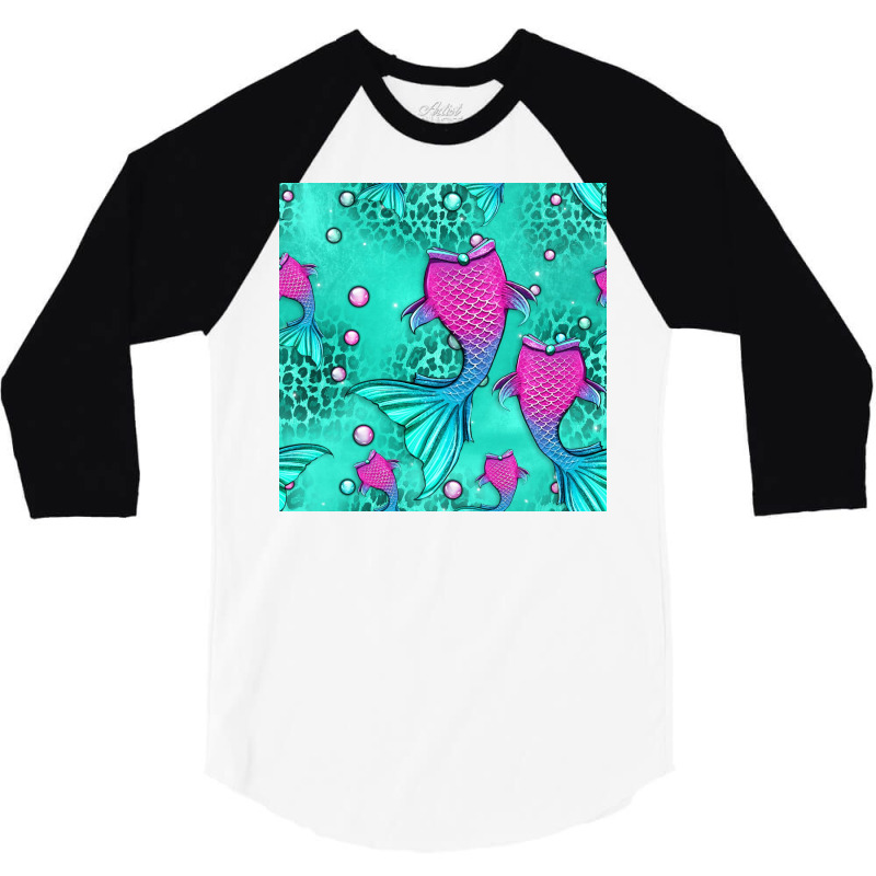 Mermaid Tail Seamless Pattern 3/4 Sleeve Shirt | Artistshot