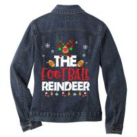 American Football The Football Reindeer Christmas Pajama Family Matchi Ladies Denim Jacket | Artistshot