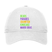 Beads, Parades, Crawfish, Kingcake, Mardi Gras T Shirt Adjustable Cap | Artistshot