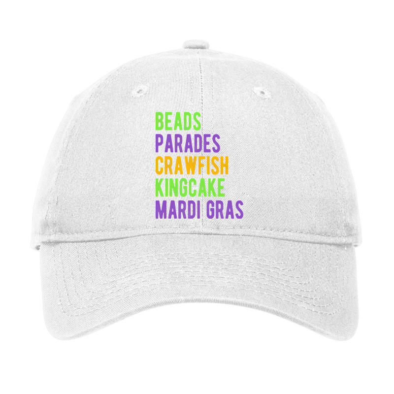 Beads, Parades, Crawfish, Kingcake, Mardi Gras T Shirt Adjustable Cap | Artistshot