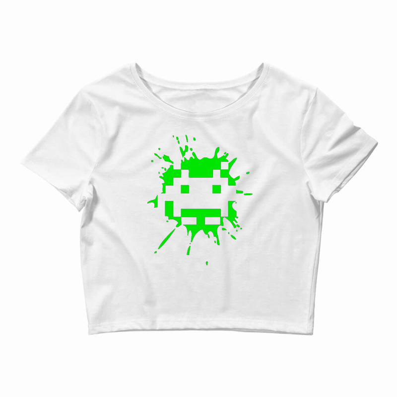 Space Invader 2 Splat Crop Top by saterseim | Artistshot