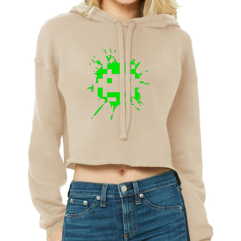 Space Invader 2 Splat Cropped Hoodie by saterseim | Artistshot