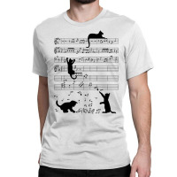 Cute Cat Kitty Playing Music Note Clef Musician Art T Shirt Classic T-shirt | Artistshot