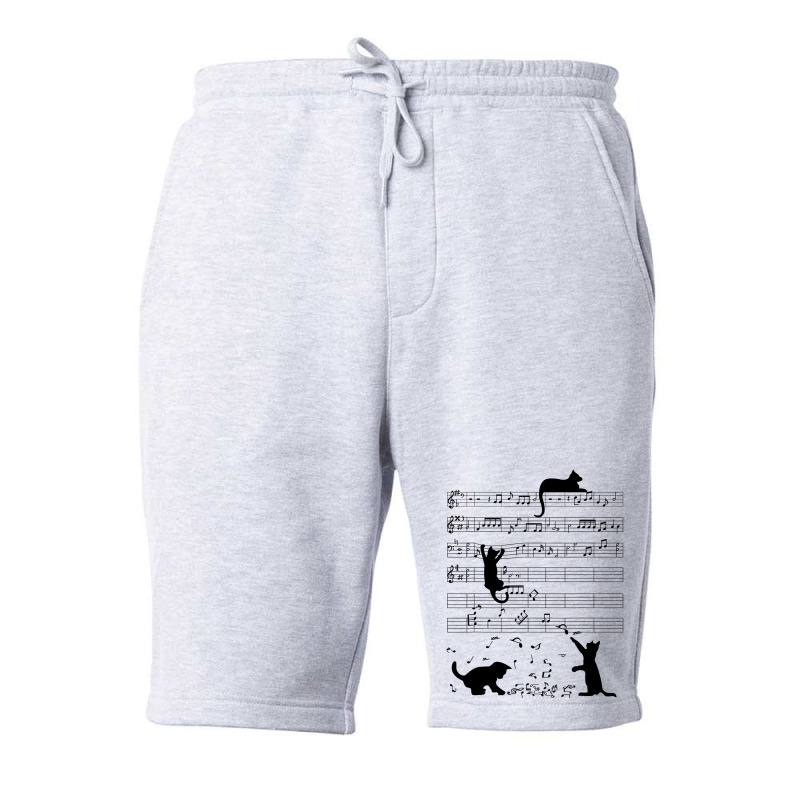 Cute Cat Kitty Playing Music Note Clef Musician Art T Shirt Fleece Short by Hoangduong | Artistshot