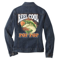 Fishing T  Shirt Fathers Day Cool Pop Pop Angling Fish Fisherman  Angl Ladies Denim Jacket | Artistshot