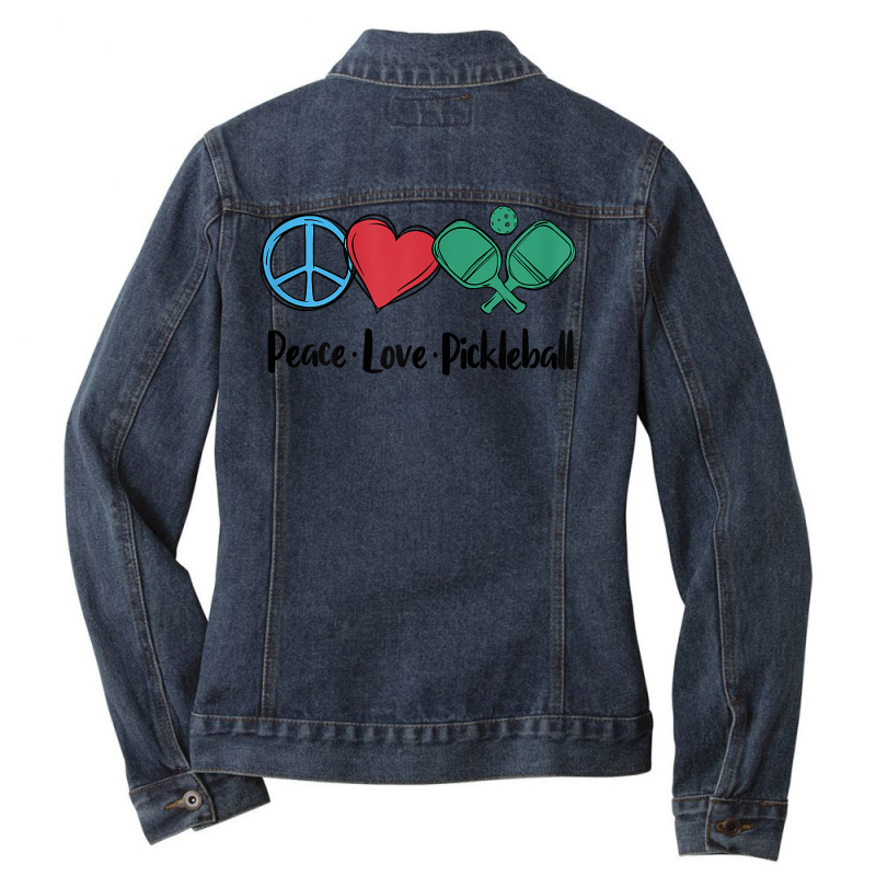 Custom Womens Peace Love Pickleball Paddle Pickleball Player Dink Retro T  Shi Ladies Denim Jacket By Cm-arts - Artistshot